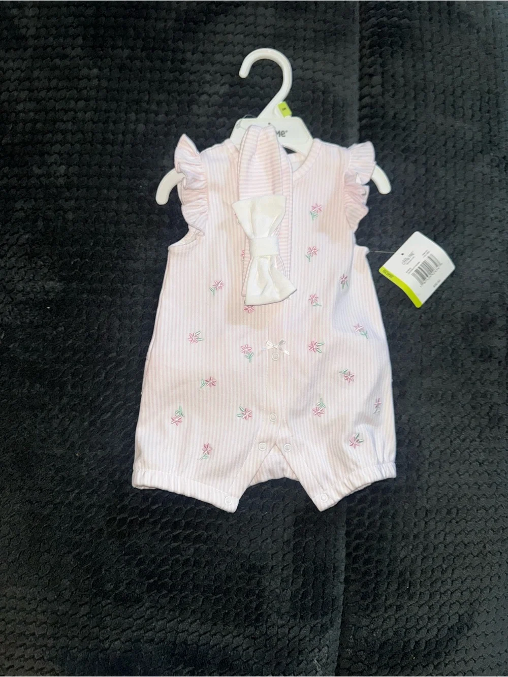 Baby Girls Pink Striped Bow Romper